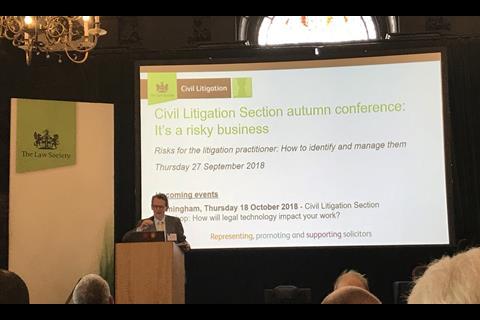 Jonathan Haydn-Williams chairing the Civil Litigation conference - September 2018